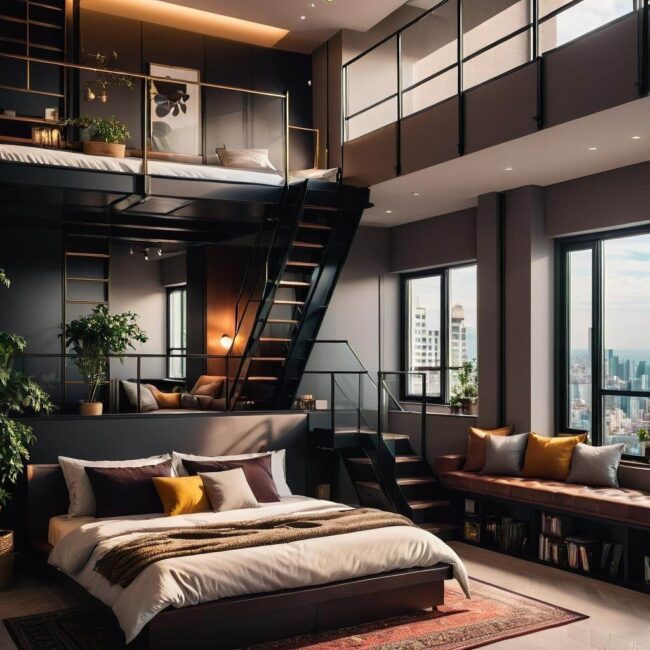 Antresola jako miejsce do pracy w małym mieszkaniu