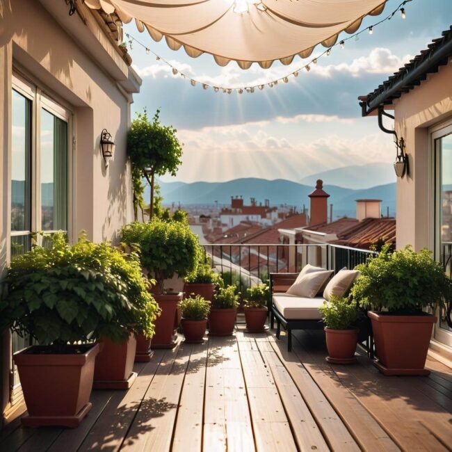 Bloczki wiatru na tarasie