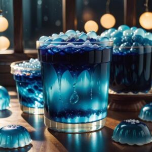 Galaretka niebieska z owocami jagodowymi