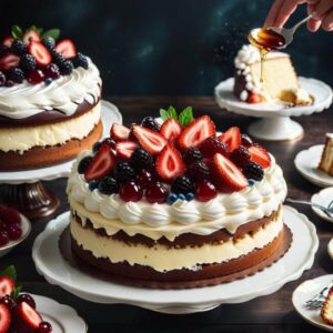 Kremowy mus mascarpone z galaretką brzoskwiniową