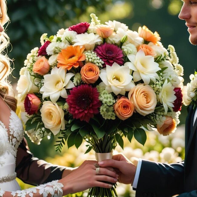 Kupowanie bukietu jako prezent dla panny młodej