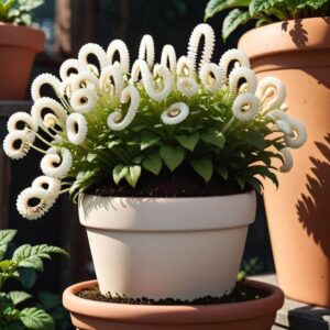 Larwy w doniczce rośliny