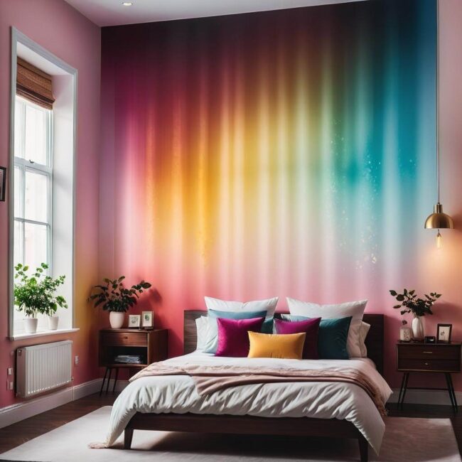 Ombre na ścianie z papierem do malowania